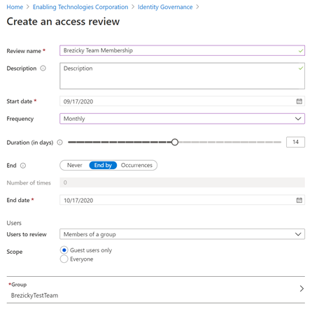 Create an access review